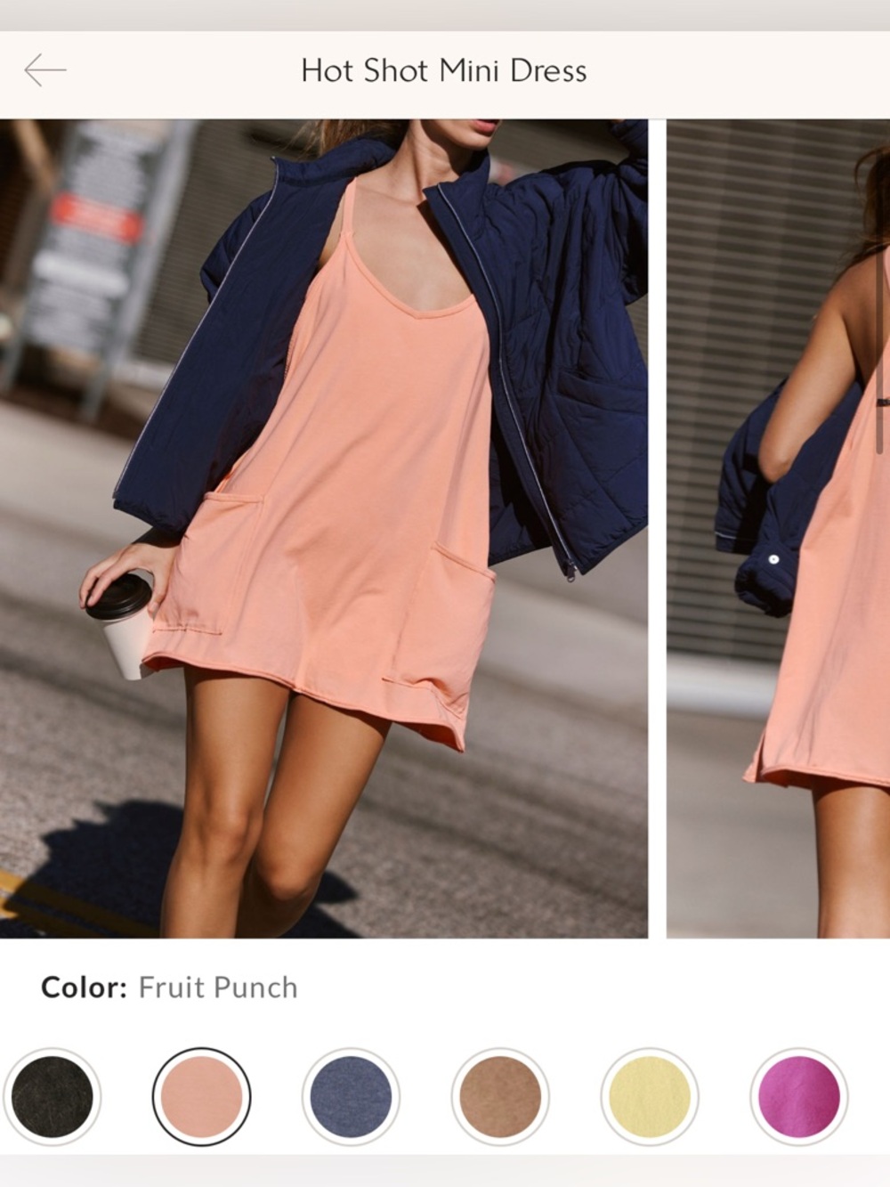 NWOT Free People FP Movement Hot Shot Mini Dress - fruit punch peach - Large - Picture 6 of 10